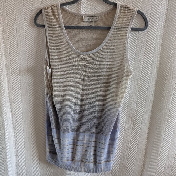 Allison Daley Sleeveless Knit Top Size Medium Metallic Tie-Dye Gold and Blue - Picture 1 of 11